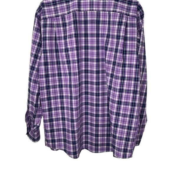 Jos A Bank Men’s Medium Purple Plaid Button Down Long Sleeve Traveler Tech Shirt - Picture 12 of 13